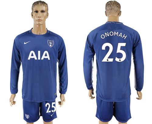 Tottenham Hotspur #25 Onomah Away Long Sleeves Soccer Club Jersey - Click Image to Close